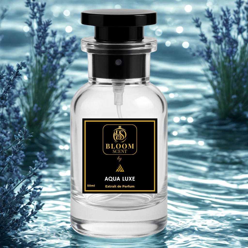 Aqua Luxe perfume bloom scent by aw our creation of aqua 121 Surrati long lasting aquatic fragrance